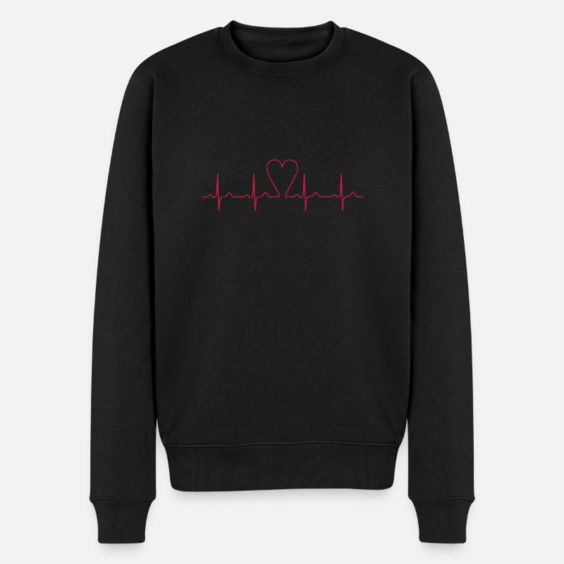 heartbeat - Männer Premium Bio Pullover - Schwarz