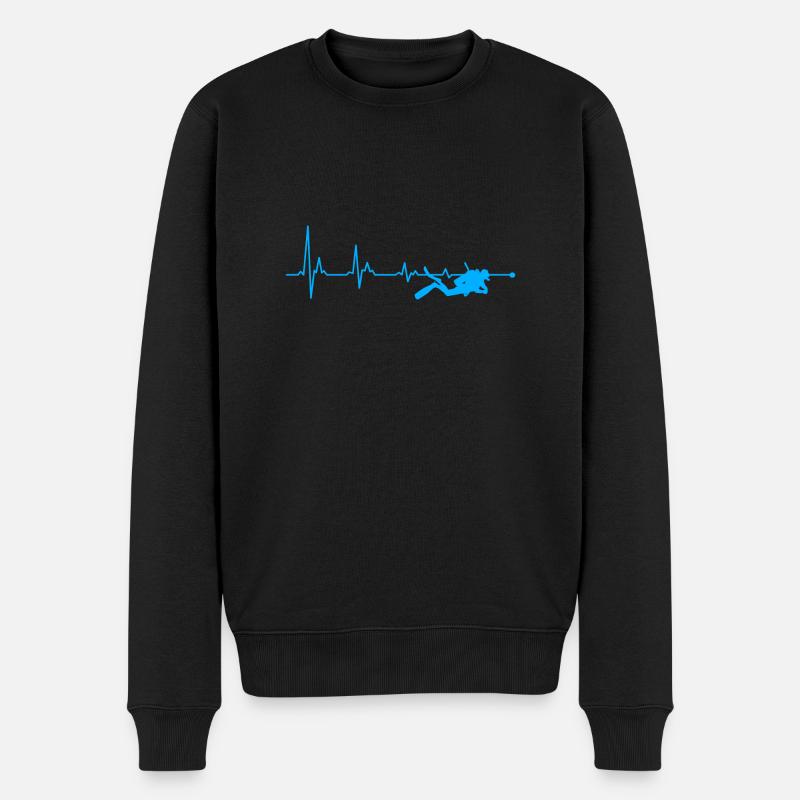 Tauchen Herzschlag Taucher Geschenk - Männer Premium Bio Pullover - Schwarz