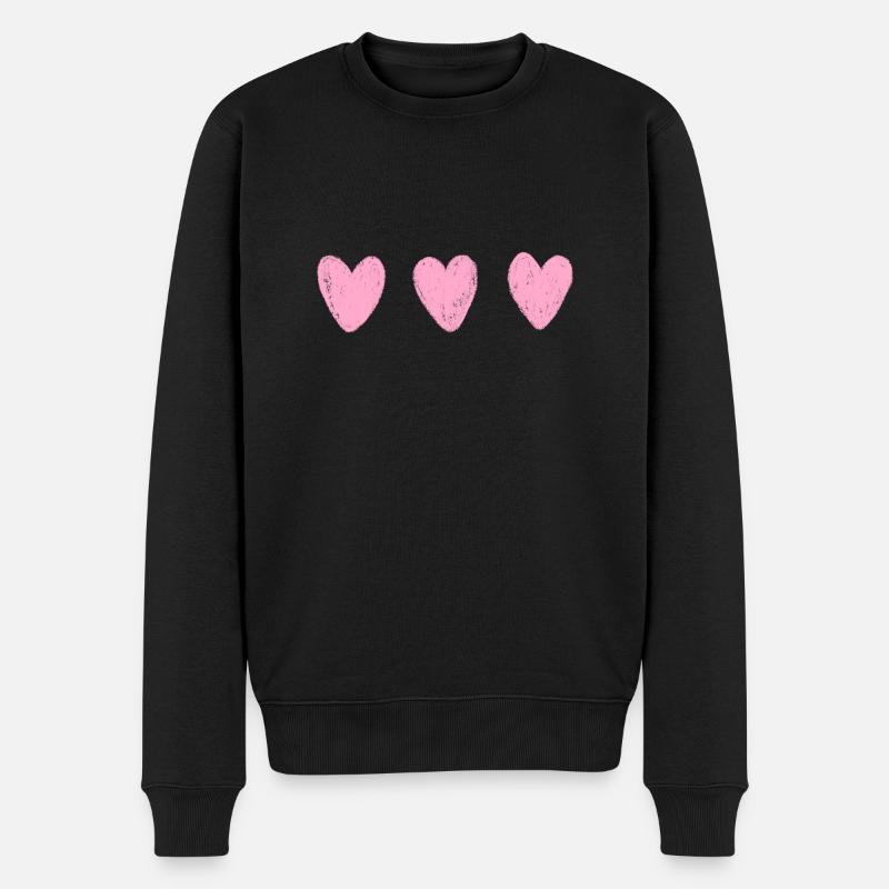 3 Herze - Männer Premium Bio Pullover - Schwarz