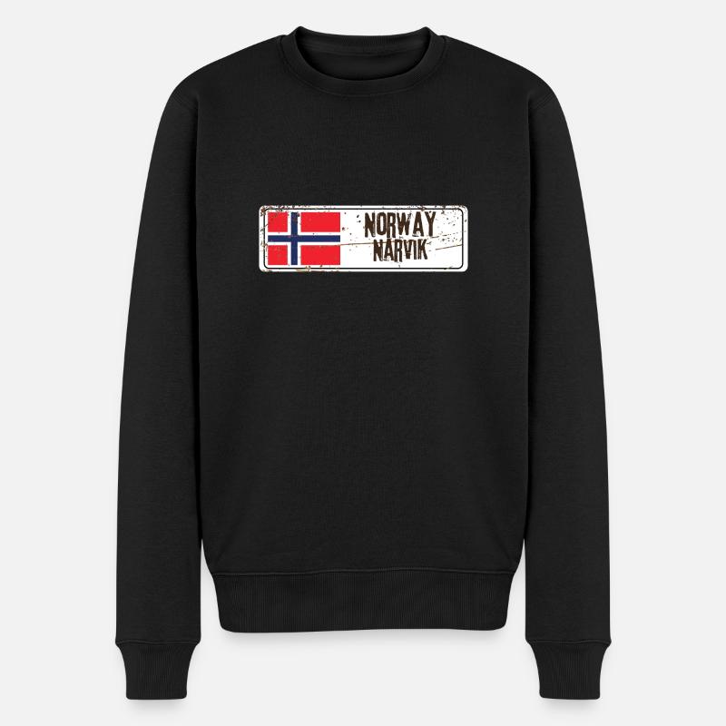 Narvik Norwegen Flagge - Männer Premium Bio Pullover - Schwarz