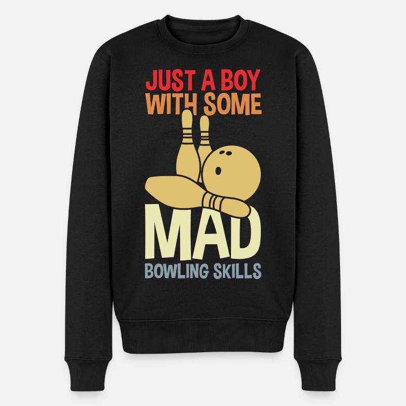 Lustiger Bowling Junge - Männer Premium Bio Pullover - Schwarz