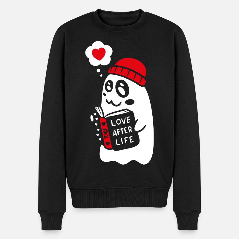 Mignon fantôme lecture livre romantique - Pull Premium bio Homme - noir