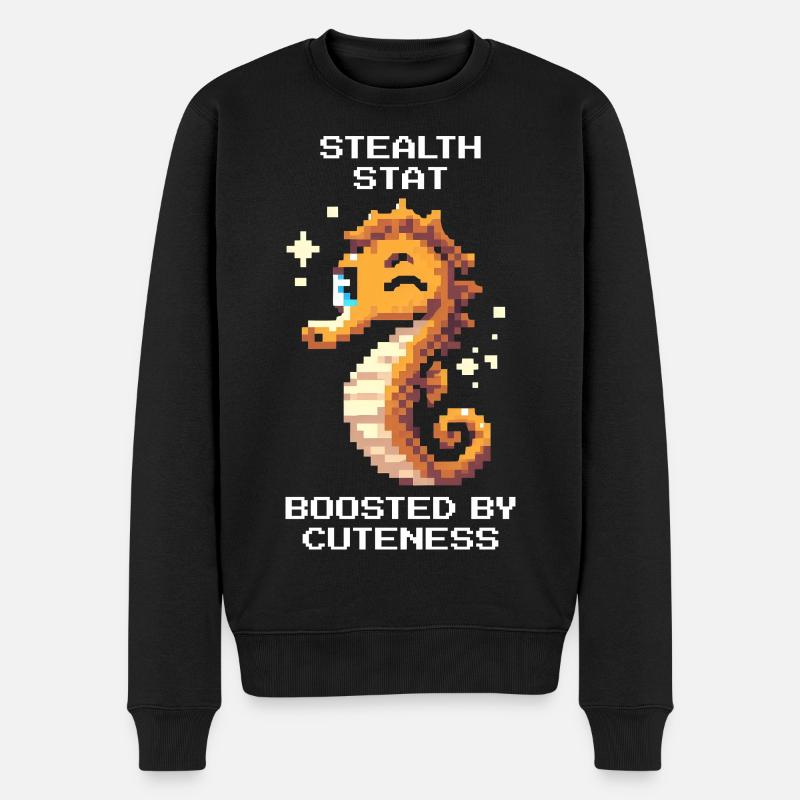 Süß & unsichtbar | Seepferdchen - Männer Premium Bio Pullover - Schwarz