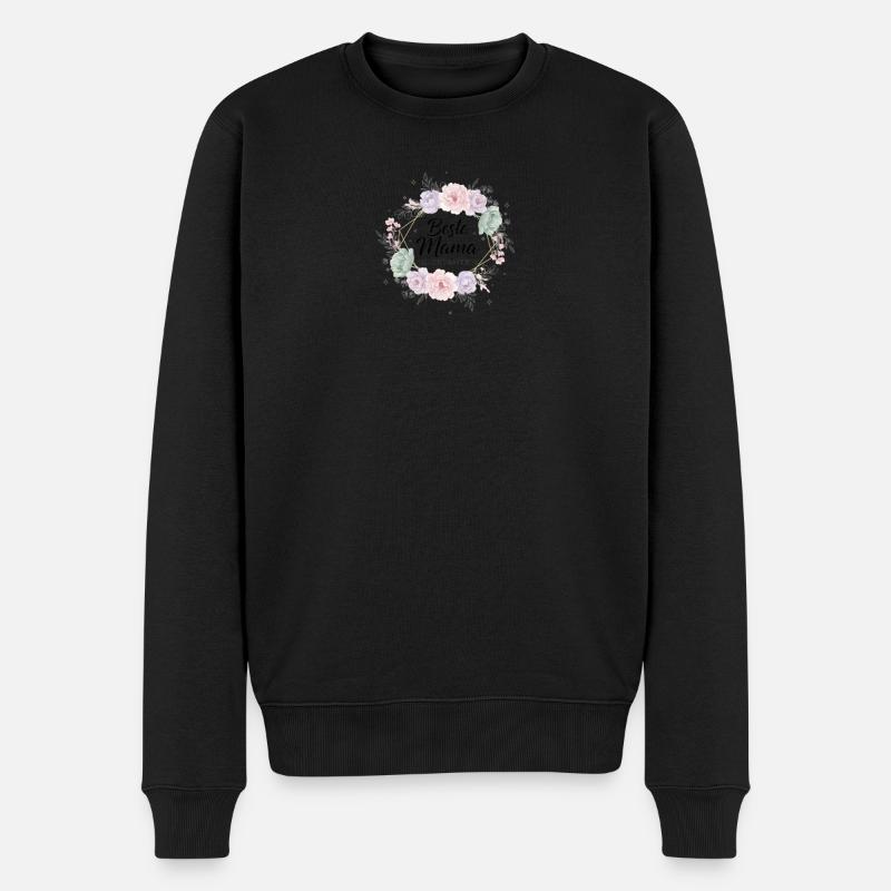 Beste Mama Blütenkranz - Männer Premium Bio Pullover - Schwarz