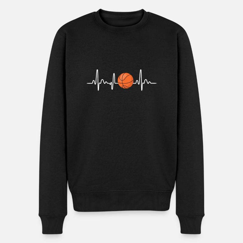 Basket-ball battement de cœur - Pull Premium bio Homme - noir