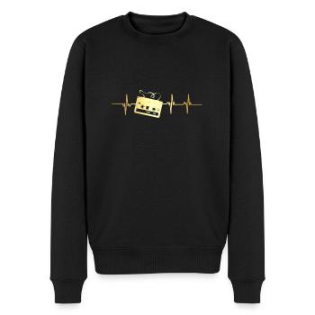 Heartbeat Kassette - Männer Premium Bio Pullover - Schwarz - Vorne - Nico (187cm)