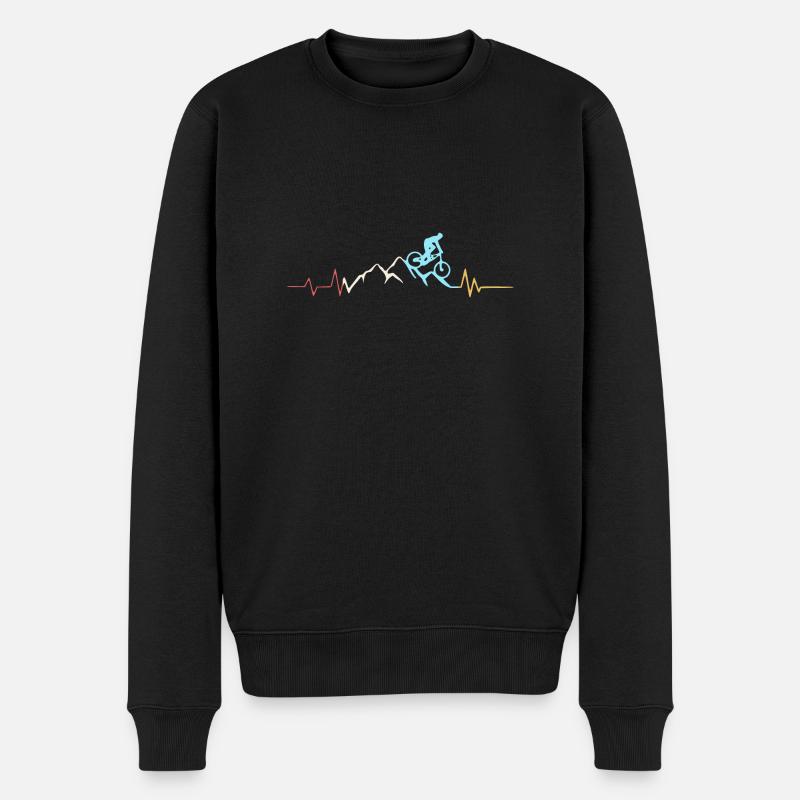 MTB Retro Heartbeat - Männer Premium Bio Pullover - Schwarz