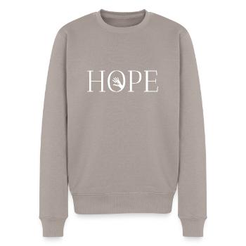 Hand in Hand hoffen - Männer Premium Bio Pullover - Taupe - Vorne - Nico (187cm)