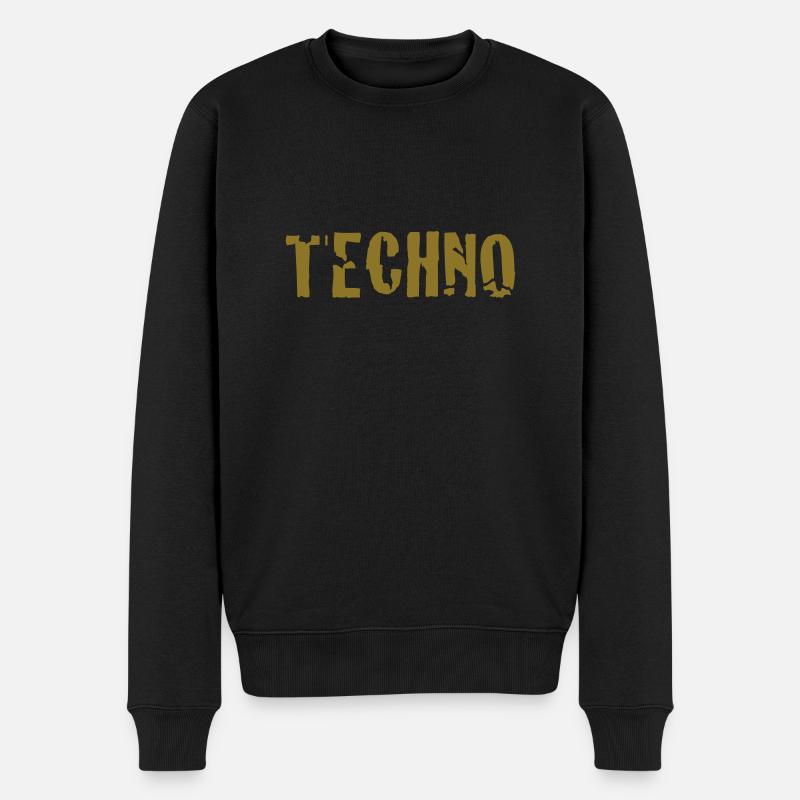 techno - Männer Premium Bio Pullover - Schwarz