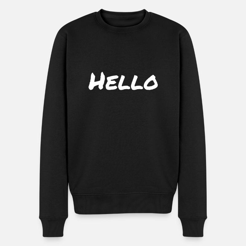 Hello - Männer Premium Bio Pullover - Schwarz