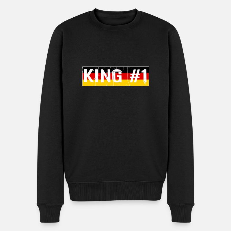 KING #1 KÖNIG - Männer Premium Bio Pullover - Schwarz