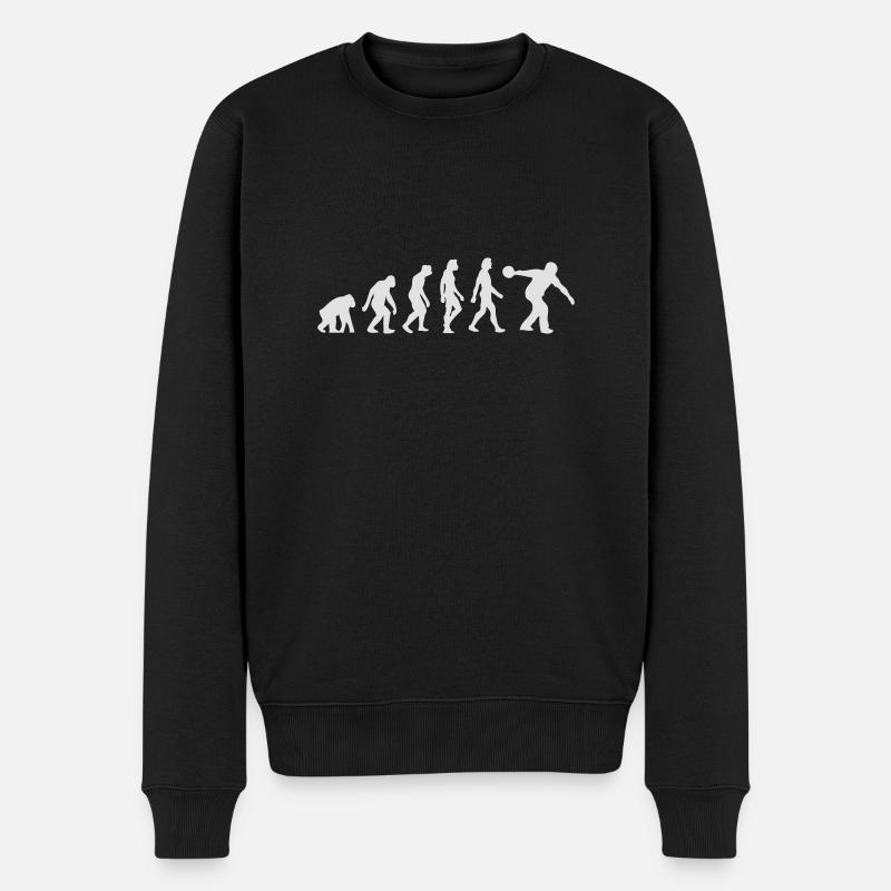 Die Evolution des Bowlingspiels - Männer Premium Bio Pullover - Schwarz