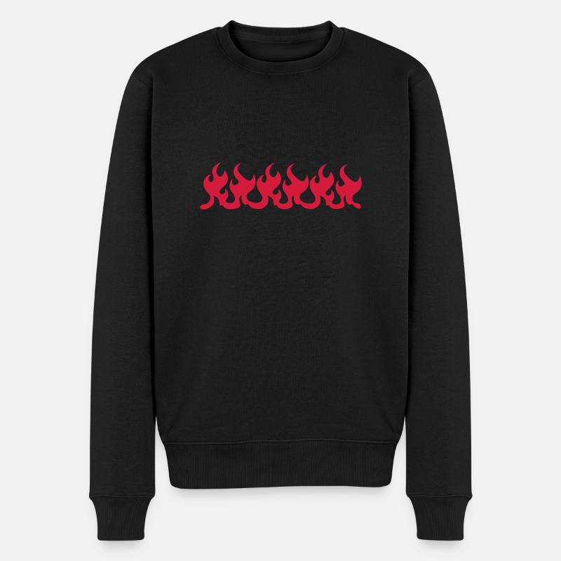 Flammen - Männer Premium Bio Pullover - Schwarz
