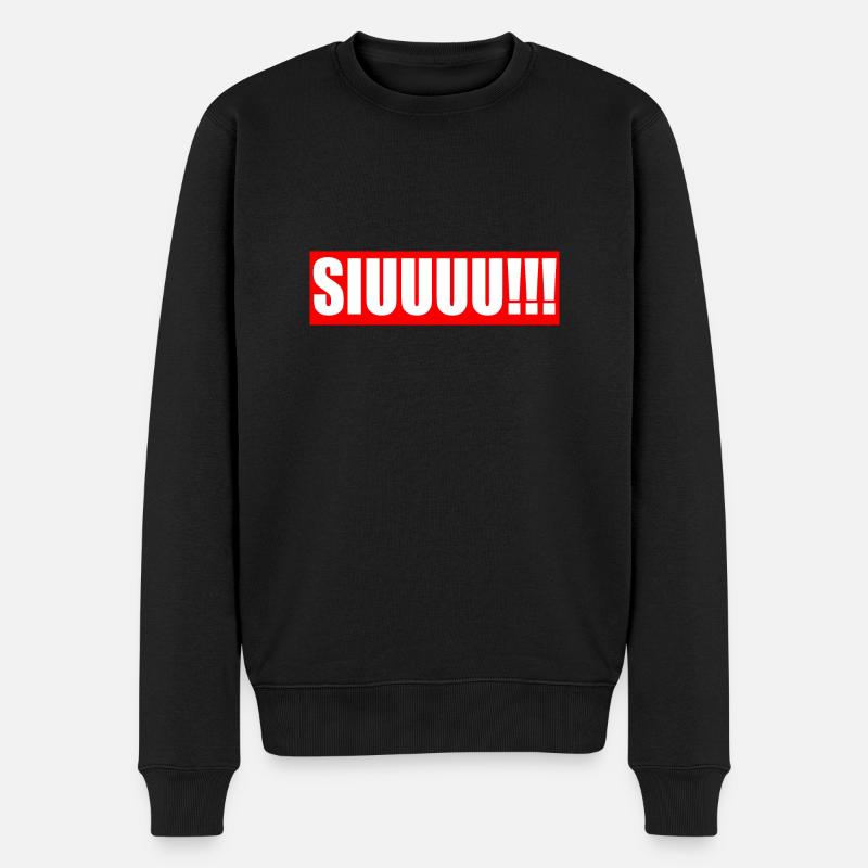 Rot Stilvoll SIUUUU!!! - Männer Premium Bio Pullover - Schwarz