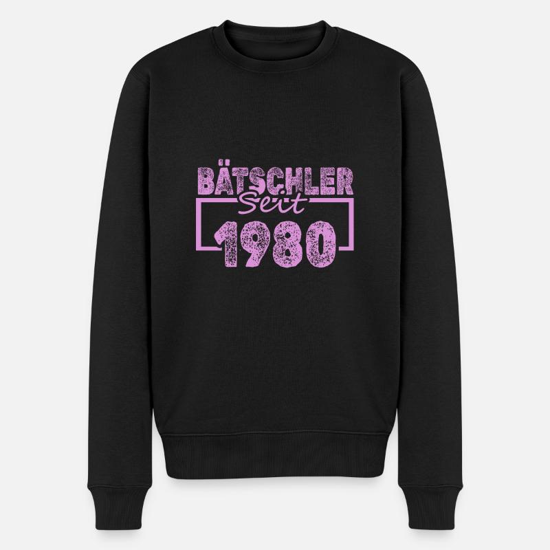 Lustig 1980 - Männer Premium Bio Pullover - Schwarz
