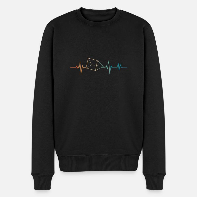 Retro Heartbeat Prisma - Männer Premium Bio Pullover - Schwarz