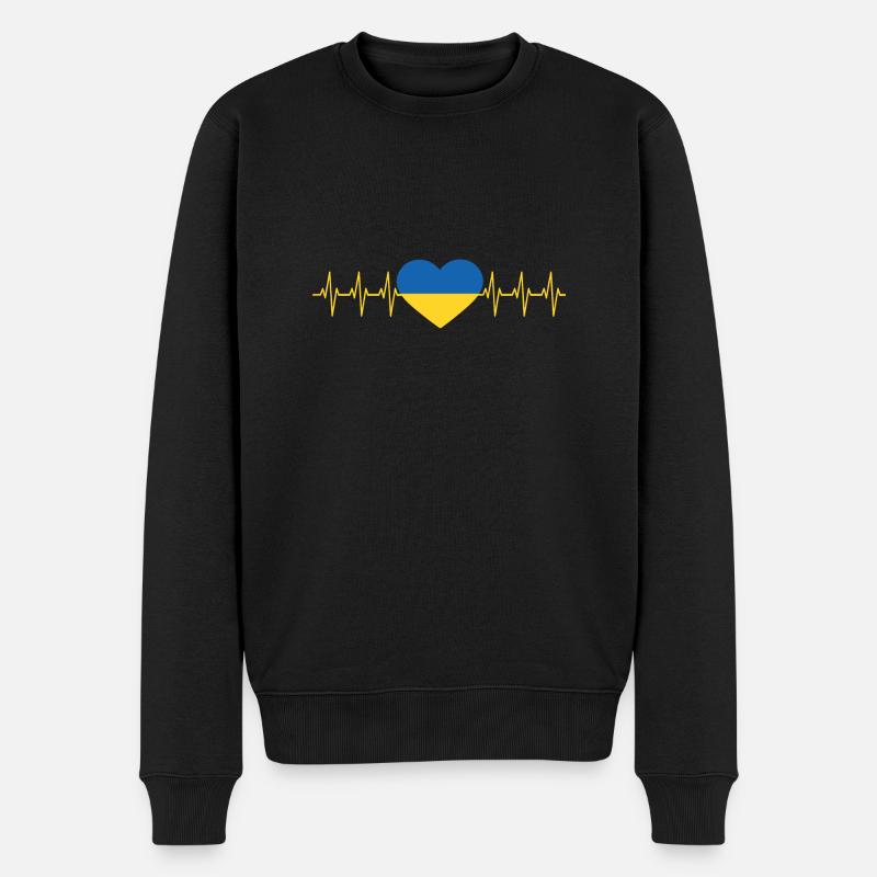 Drapeau heartbeat de l’Ukraine - Pull Premium bio Homme - noir