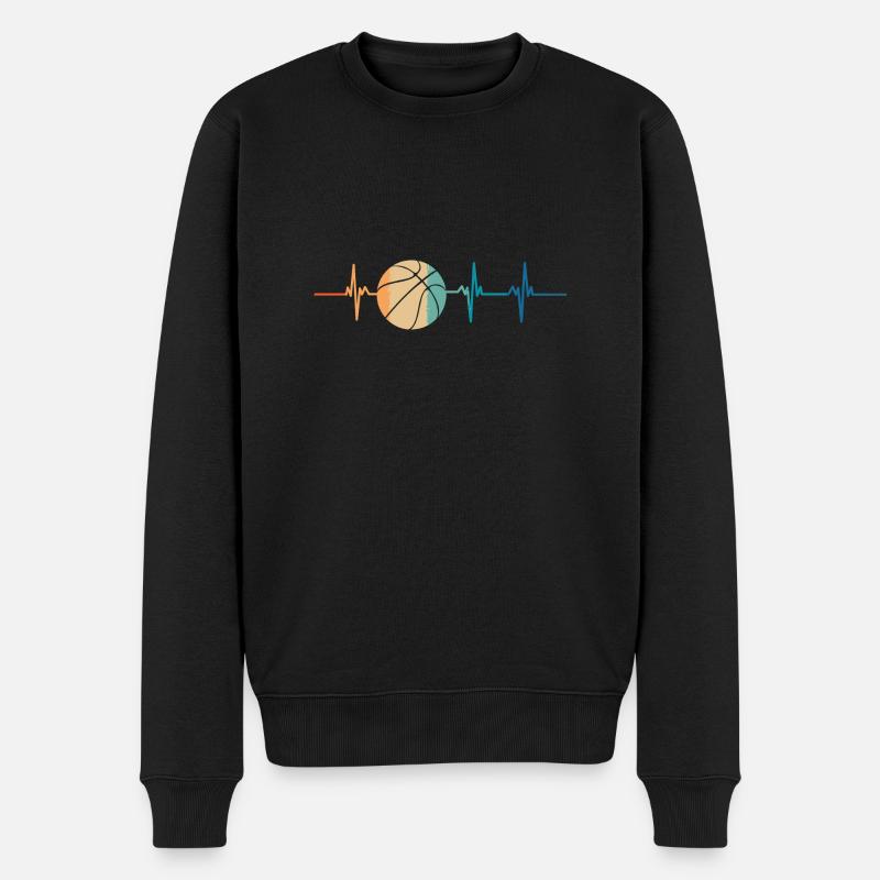 Basketball-Herzschlag - Männer Premium Bio Pullover - Schwarz