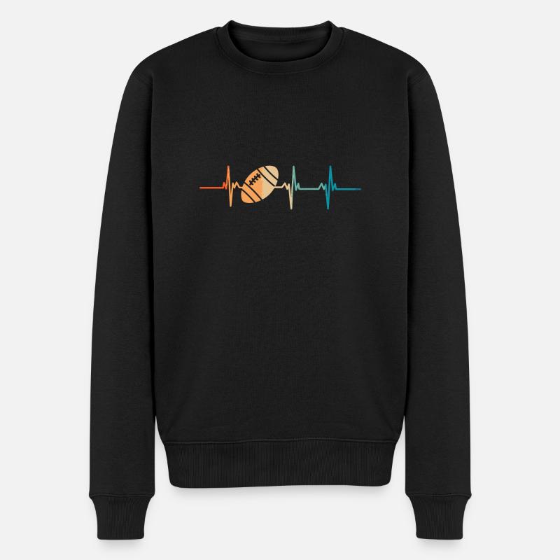 Rugby-Herzschlag - Männer Premium Bio Pullover - Schwarz