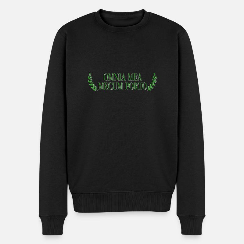 Omnia Mea Mecum Porto - Männer Premium Bio Pullover - Schwarz