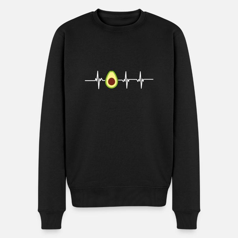 Avocado-Herzschlag - Männer Premium Bio Pullover - Schwarz