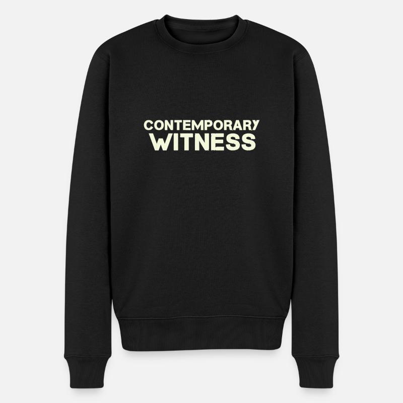 Zeitzeuge Text in beige - Männer Premium Bio Pullover - Schwarz