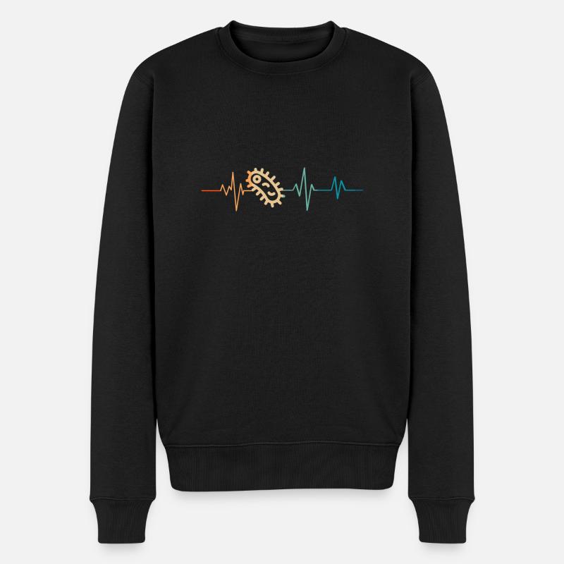 Retro Heartbeat Bakterien - Männer Premium Bio Pullover - Schwarz