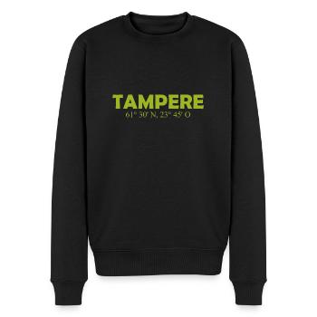 Tampere - Finland - Coordinates - Longitude - Men's Premium Organic Jumper - black - Front - Nico (187cm)