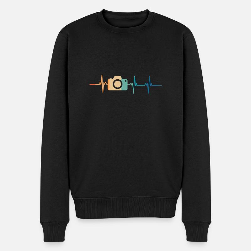 Heartbeat-Kamera - Männer Premium Bio Pullover - Schwarz