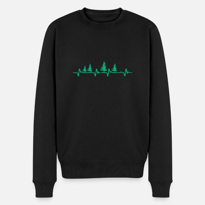 Wald Baum Herzschlag Förster - Männer Premium Bio Pullover - Schwarz