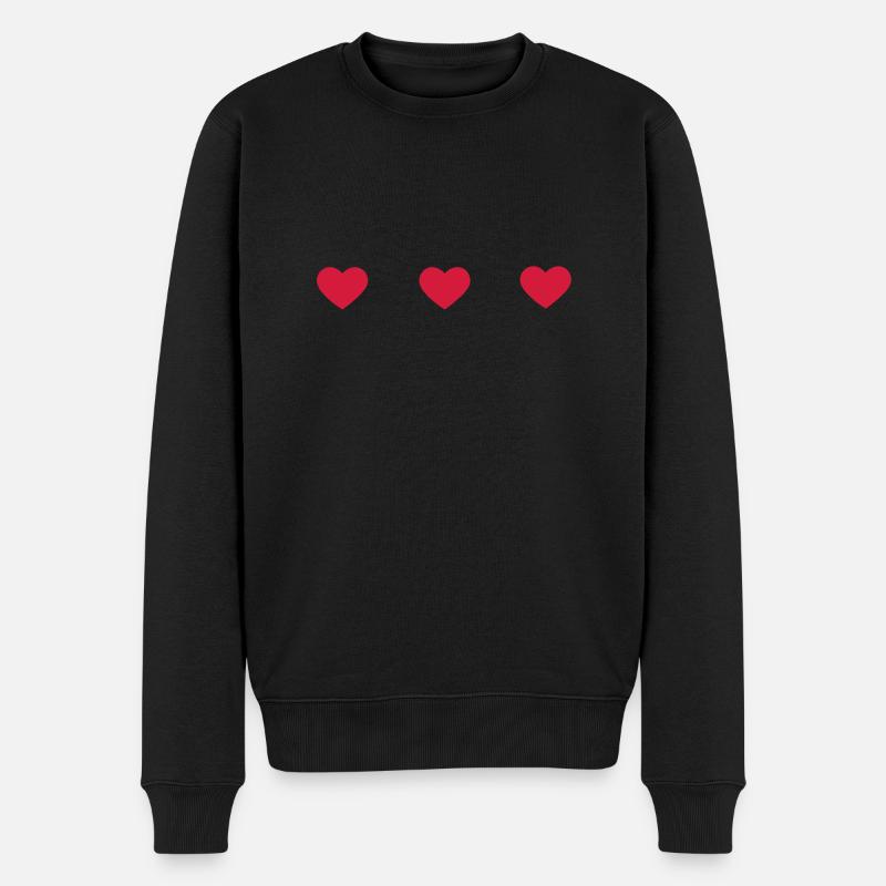 drei herzchen - Männer Premium Bio Pullover - Schwarz