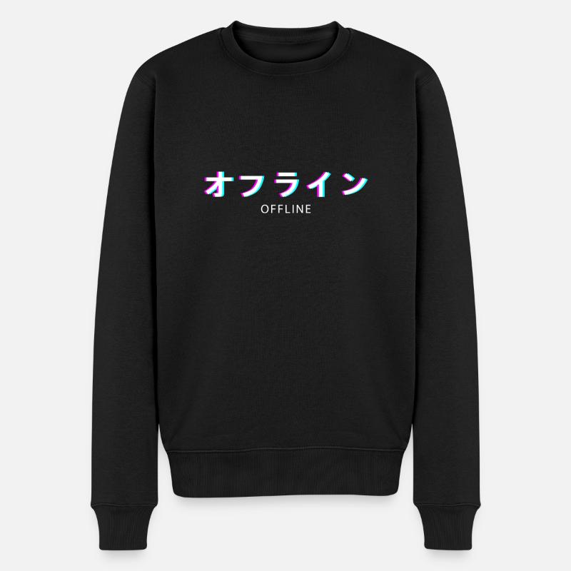 Offline Vaporwave Japan - Männer Premium Bio Pullover - Schwarz