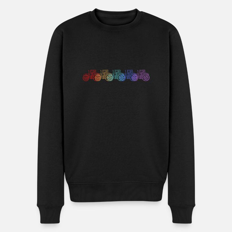 Regenbogen Traktor - Männer Premium Bio Pullover - Schwarz