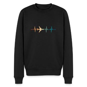 Airplane Heartbeat - Men's Premium Organic Jumper - black - Front - Nico (187cm)