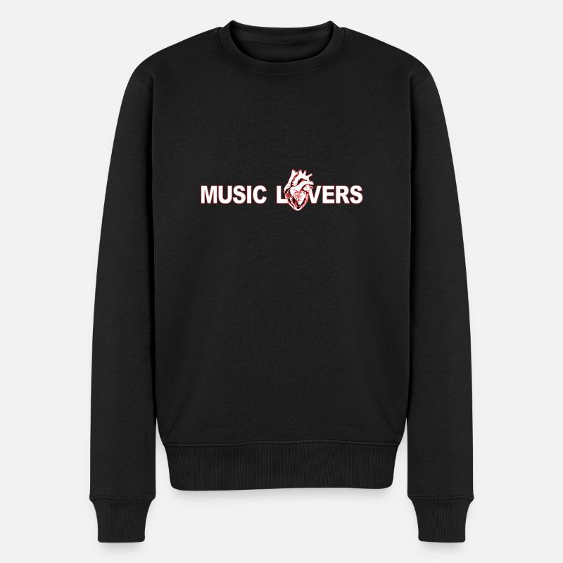 Musikliebhaber weiß - Männer Premium Bio Pullover - Schwarz