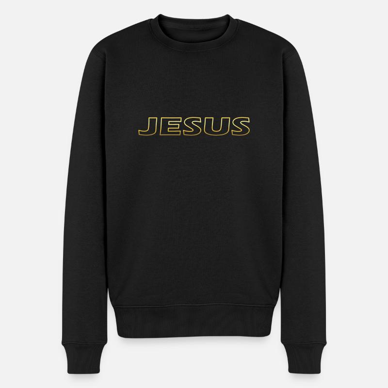 Jesus Schriftzug - Männer Premium Bio Pullover - Schwarz
