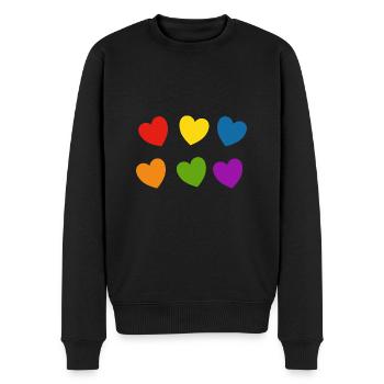 Rainbow hearts Pride - Men's Premium Organic Jumper - black - Front - Nico (187cm)