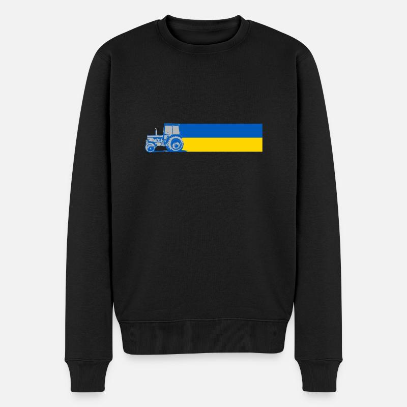 Traktor in der Ukraine - Männer Premium Bio Pullover - Schwarz