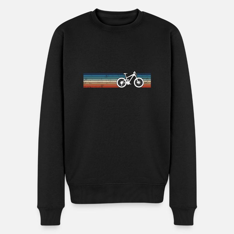 Mountain Bike Retro Stripes MTB - Männer Premium Bio Pullover - Schwarz
