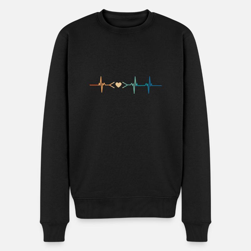 Heartbeat Coding Liebe - Männer Premium Bio Pullover - Schwarz