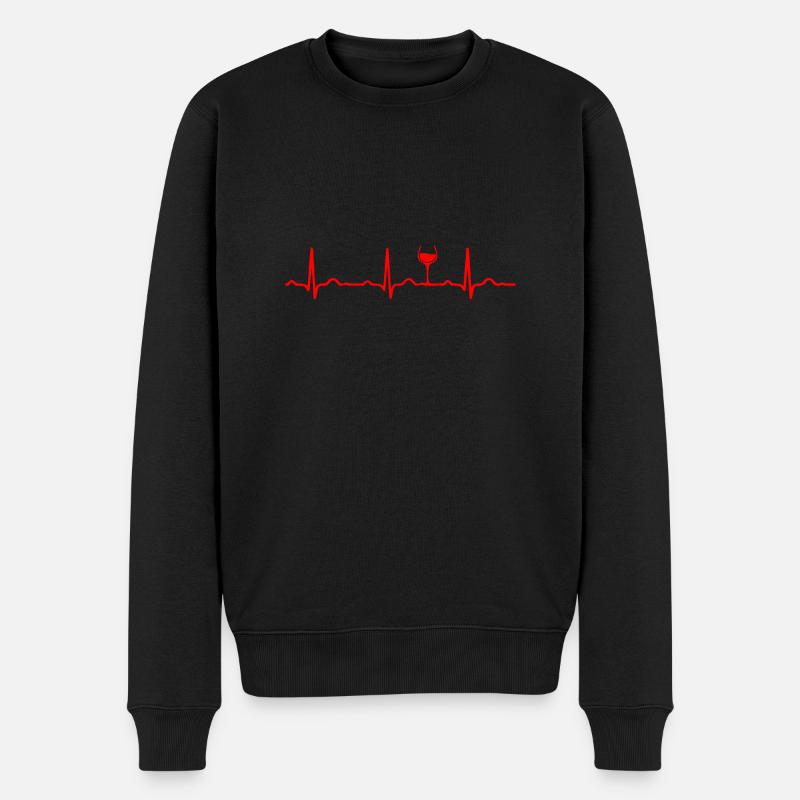 ECG HEARTBEAT vin rouge - Pull Premium bio Homme - noir