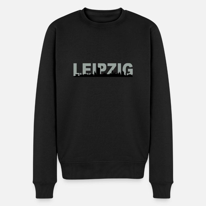 Skyline Leipzig Name - Männer Premium Bio Pullover - Schwarz