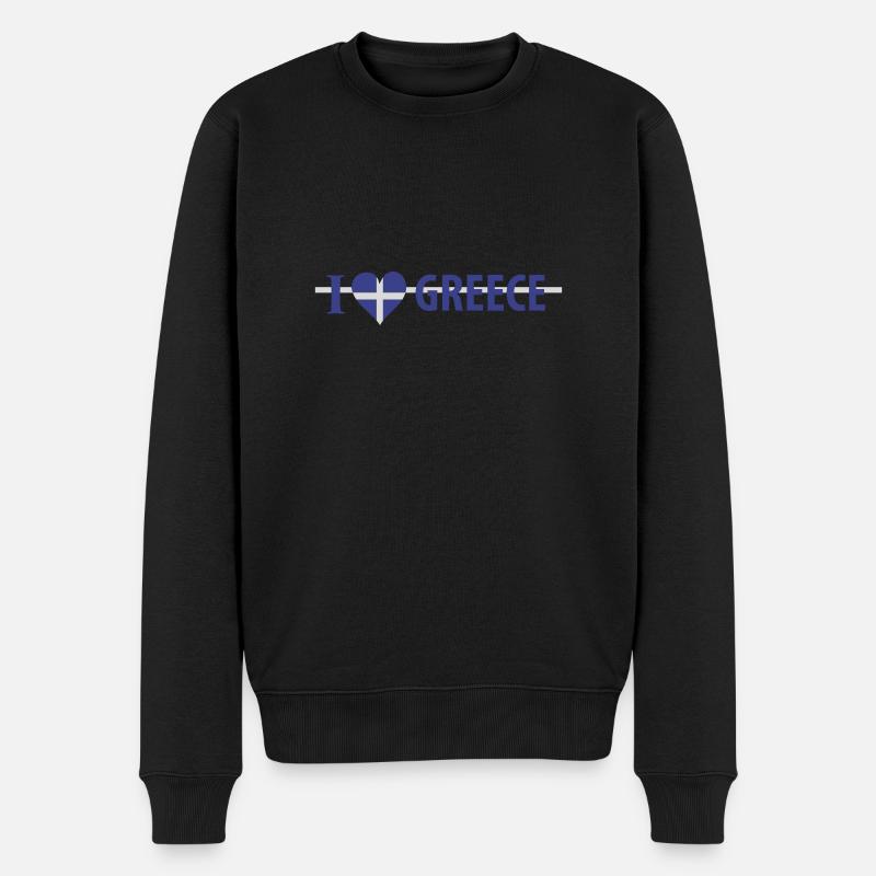 I Love Greece - Männer Premium Bio Pullover - Schwarz