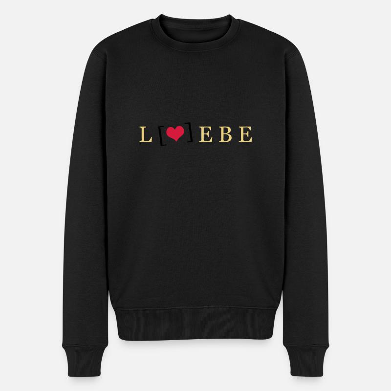 Liebe / Lebe - Männer Premium Bio Pullover - Schwarz