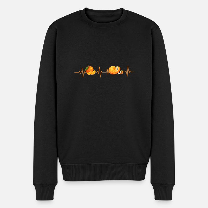 Mandarine Herzschlag - Geschenkidee - Männer Premium Bio Pullover - Schwarz