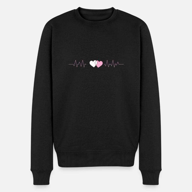 Heartbeat synchronisiert - Männer Premium Bio Pullover - Schwarz