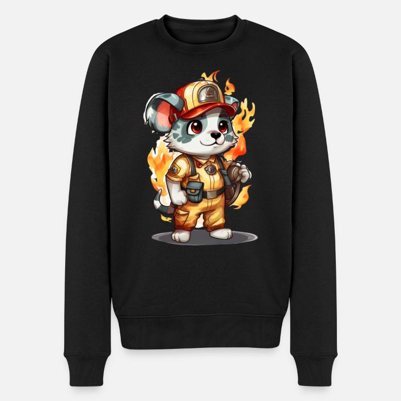 Pompier animal mignon, animaux - Pull Premium bio Homme - noir