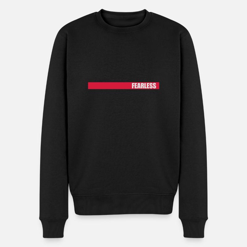 fearless Text Zitat Design - Männer Premium Bio Pullover - Schwarz