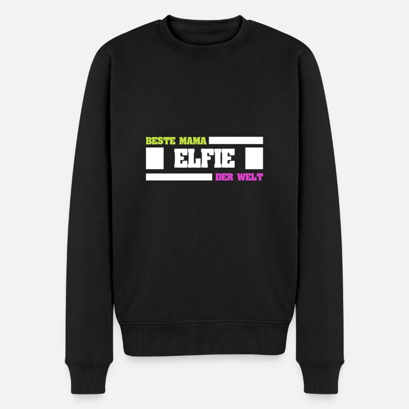 Elfie als Mutter - Männer Premium Bio Pullover - Schwarz