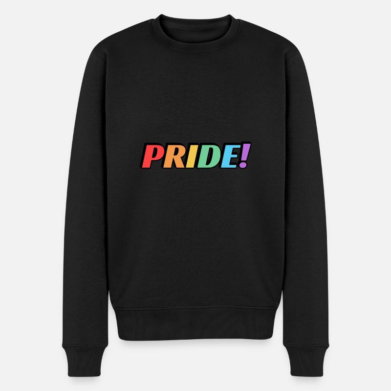 Pride Regenbogen Text - Männer Premium Bio Pullover - Schwarz